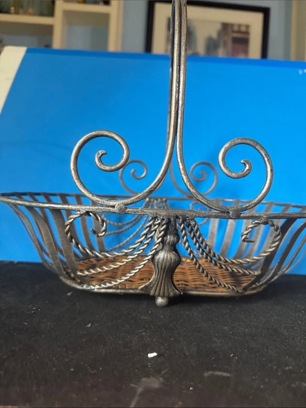 Ornate Decorative Wire Basket - Metallic and Brown